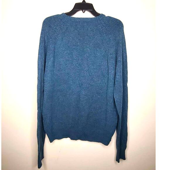 J Crew dark blue / teal lambswool long sleeve crewneck sweater - large - Picture 3 of 3